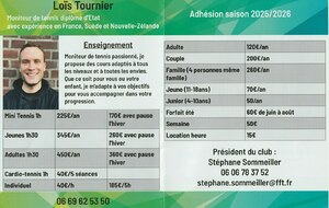 Les tarifs et coordonnées du club 